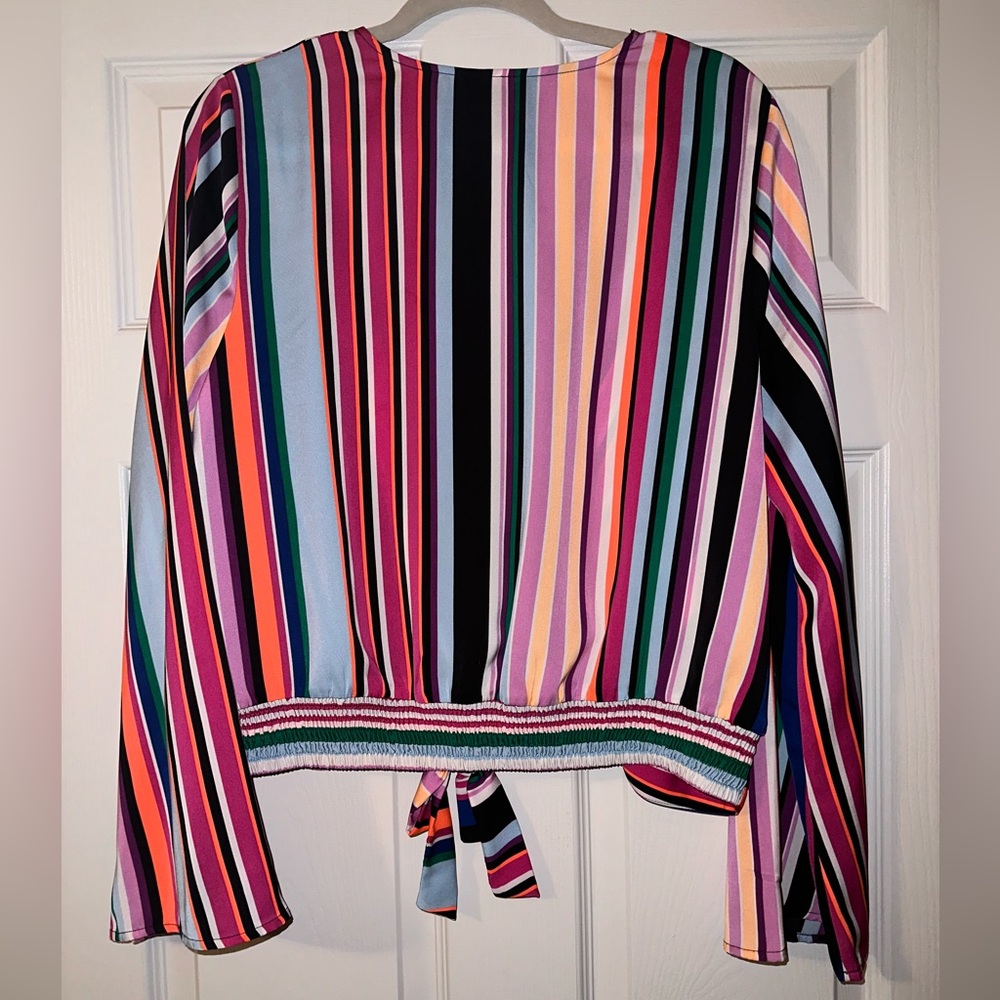 Express Striped Multi Color Wrap Top - Picture 6 of 6
